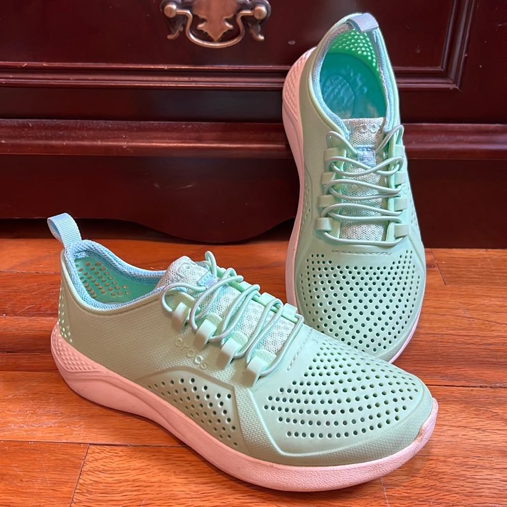 Mint green Crocs. Like new